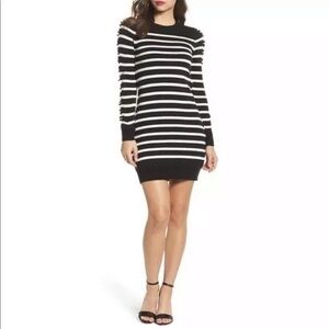 Eliza J > Black and White Striped Sweater Dress Large